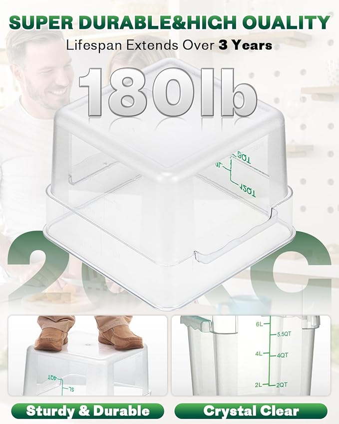 2QT&4QT NSF Food Storage Containers: 8 PCS Commercial Clear Square Food Storage - Image 6
