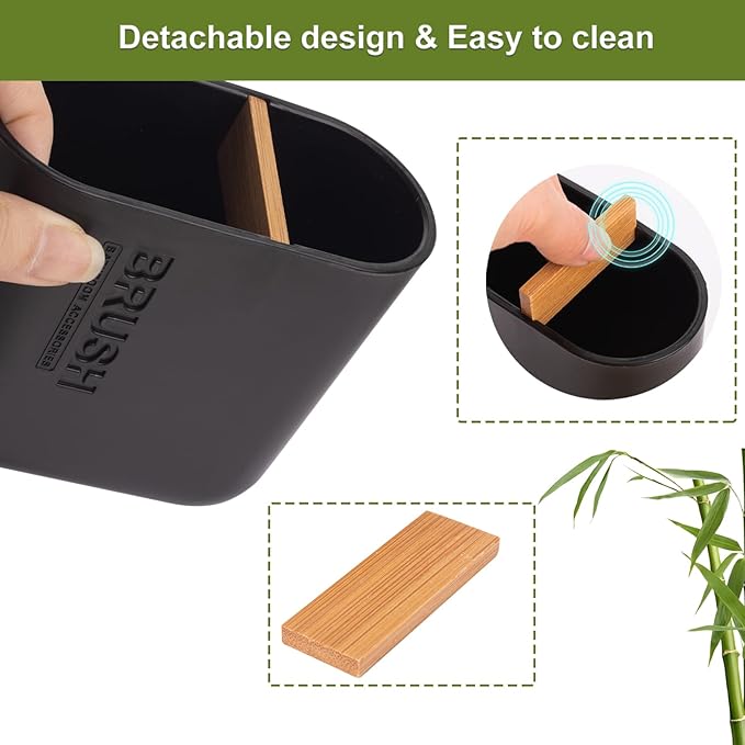 Toothbrush Holders Bamboo Electric Toothbrush Holder Bathroom Storage Organizer - Image 3