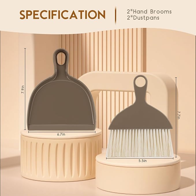 THINKLEARN 2PCS Small Broom and Dustpan Set, Mini Dust Pan and Brush, Hand Whisk - Image 5