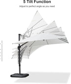 PURPLE LEAF 9.8' X 9.8' Patio Umbrella with Base Outdoor Cantilever Swivel Square Umbrella with Tilt Aluminum Offset Umbrella with 360-degree Rotation for Garden Deck Pool Patio White - Image 8