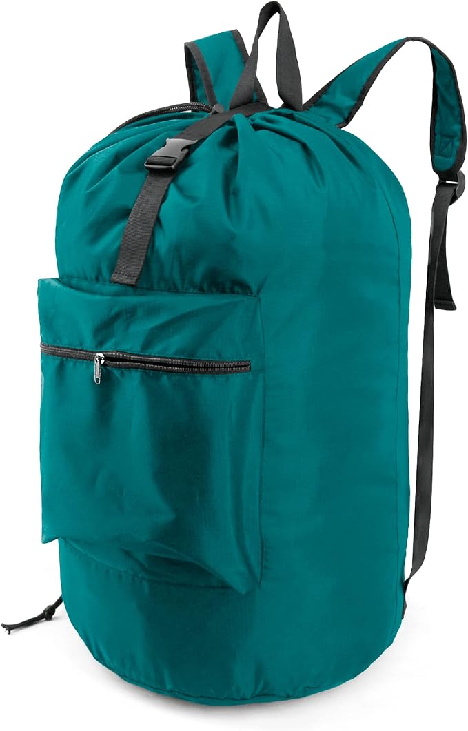 BeeGreen Laundry-Bag-Portable-Backpack, Mars Green Nylon Drawstring -Laundry by BeeGreen