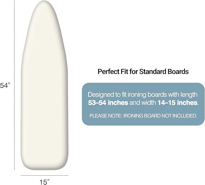 Ironing Board Cover and Pad 15"x54" Extra Thick Natural Cotton, Scorch and - Image 2