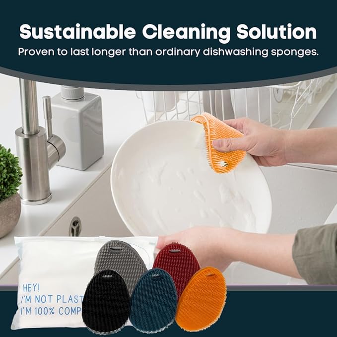Silicone Sponge Dish Scrubber - Image 6