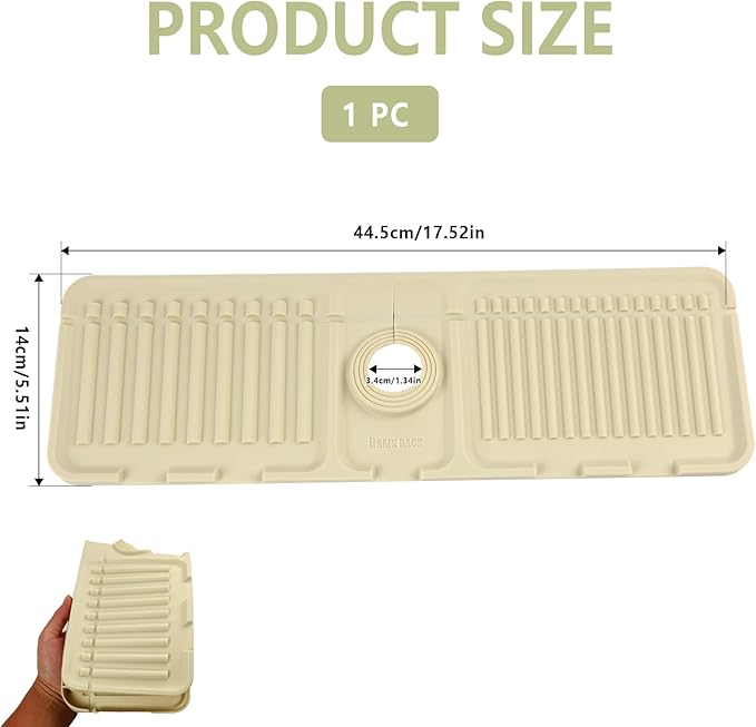 Faucet Mat for Kitchen Sink Splash Guard, 17.5"X5.5" Silicone Sink Splash Guard - Image 2