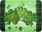St Patricks Day Shamrocks Lucky Clovers Dish Drying Mat by Kawani