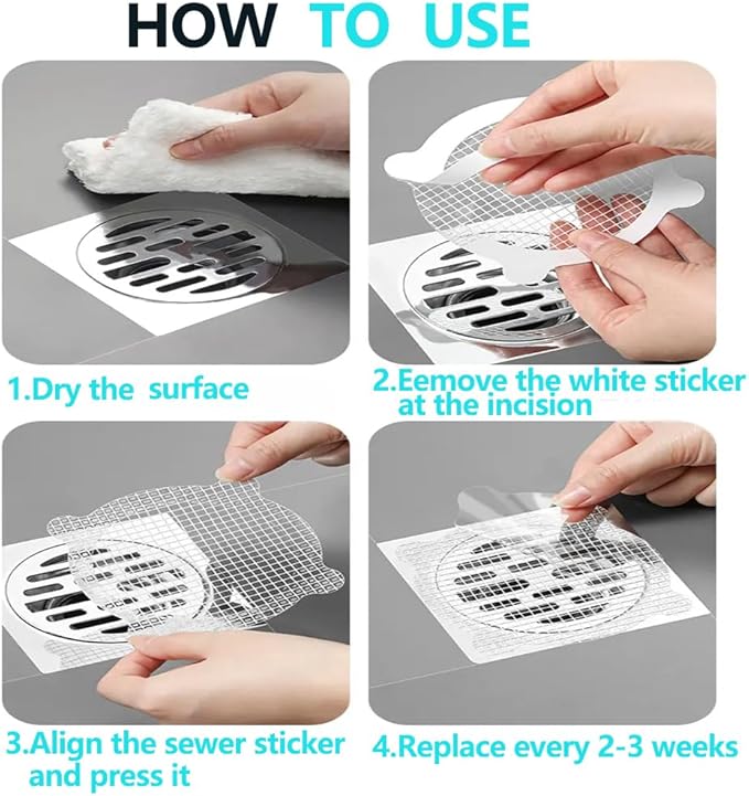 48Pack-Disposable Shower Drain Hair Catcher Mesh Stickers - Image 3