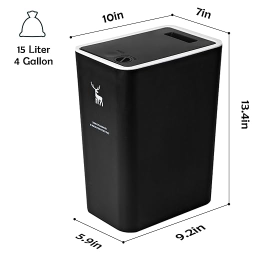 XPIY Trash Can with Lid, 2 Pack 4 Gallons/15 Liters Garbage Can with Press Top - Image 7