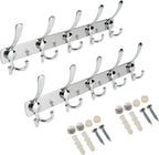 Wall Mount Coat Hook, 2 Pack 15 Hooks Stainless Steel Coat Hangers Rack Robe - Image 7
