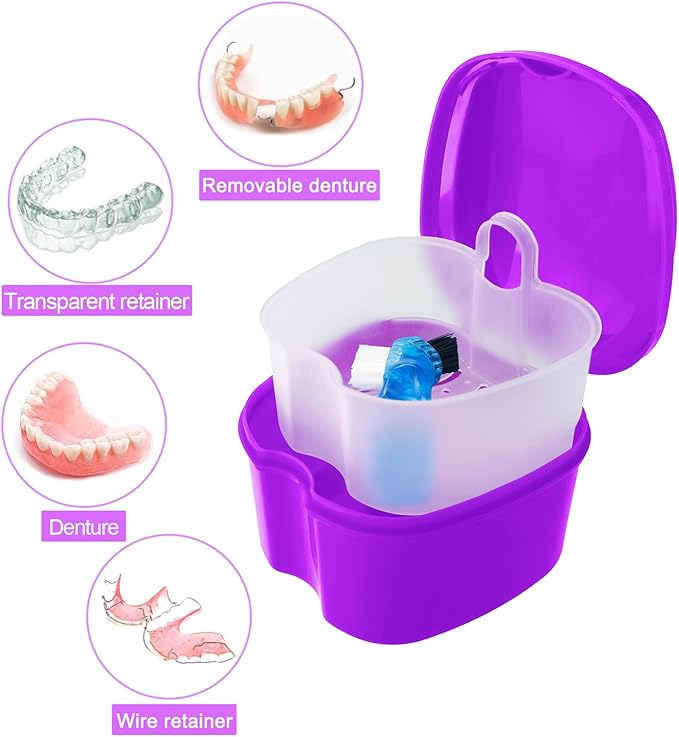 2 Pack Denture Case Dental Mouthguard Case, Denture Bath Box Cleaning - Image 2