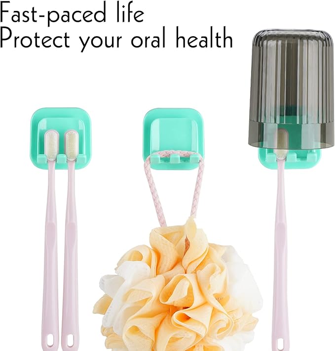 2 PCS Self-Adhesive Toothbrush Holders Wall Mounted, Water Proof Toothbrush Hook - Image 4