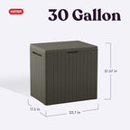 Keter City 30 Gallon Resin Outdoor Storage Box & Patio Side Table for Balcony, Pool, Deck & Garden Accessories, Weather‑Resistant, Mossy Brown - Image 2