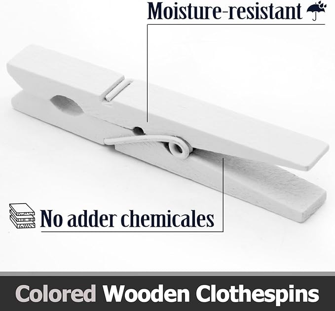 Bivethoi 2.9 Inch Clothes Pins, Strong Grip Close Pins Birchwood Clips - Image 3