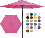 JEAREY 7.5FT Patio Umbrella Market Table Umbrella with 6 Sturdy Ribs, Push Button Tilt/Crank Outdoor Umbrella for Garden, Deck, Backyard, Pool and Beach,Rose Pink by JEAREYOutdoorsCollection