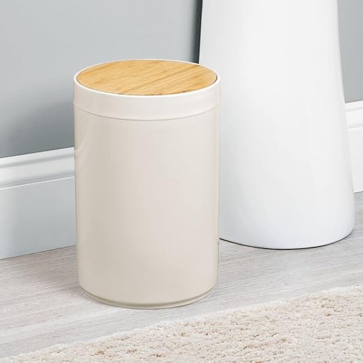 mDesign Plastic Round Trash Can Small Wastebasket - Image 3