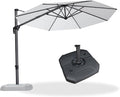 PURPLE LEAF 10 Feet Patio Umbrella with Base Outdoor Cantilever Round Umbrella Aluminum Offset Umbrella with 360-degree Rotation for Garden Deck Pool Patio Light White by PURPLELEAF