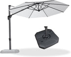 PURPLE LEAF 10 Feet Patio Umbrella with Base Outdoor Cantilever Round Umbrella Aluminum Offset Umbrella with 360-degree Rotation for Garden Deck Pool Patio Light White by PURPLELEAF