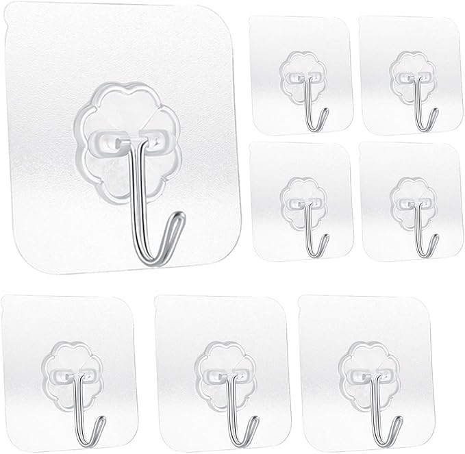 Heavy Duty Adhesive Hooks 33 lb 15KG, Waterproof and Oilproof Reusable Seamless by SZYIKUER