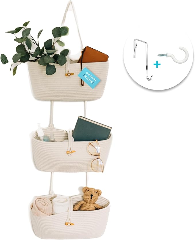 OrganiHaus White 3-Tier Wall Hanging Baskets by OrganiHaus