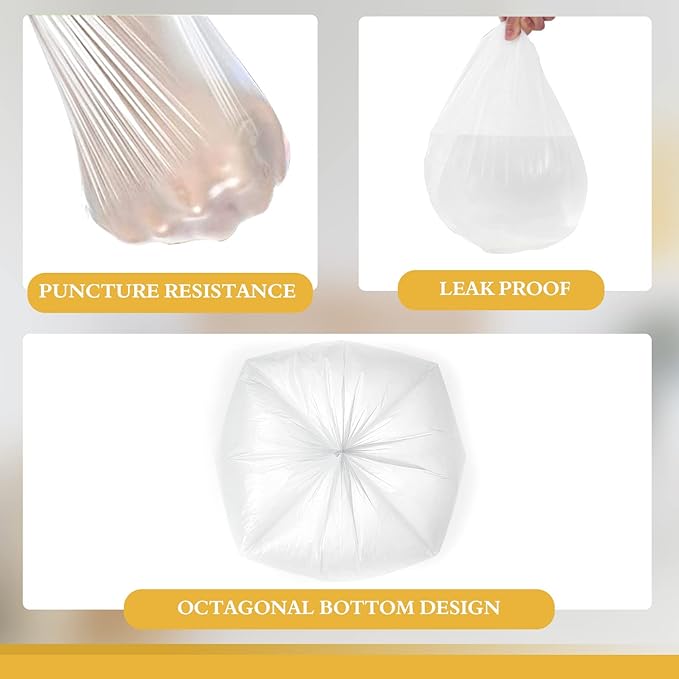 Medium Trash Bags, 6-8 Gallon White Garbage Bags Trash Can Liners - Image 4