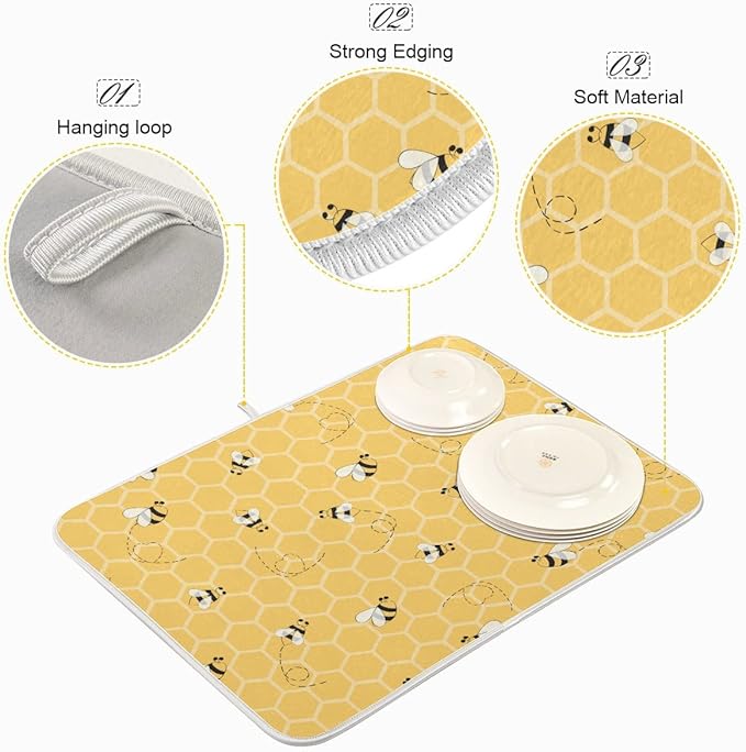 Funny Bees Honey Dish Drying Mat 18x24 - Image 4