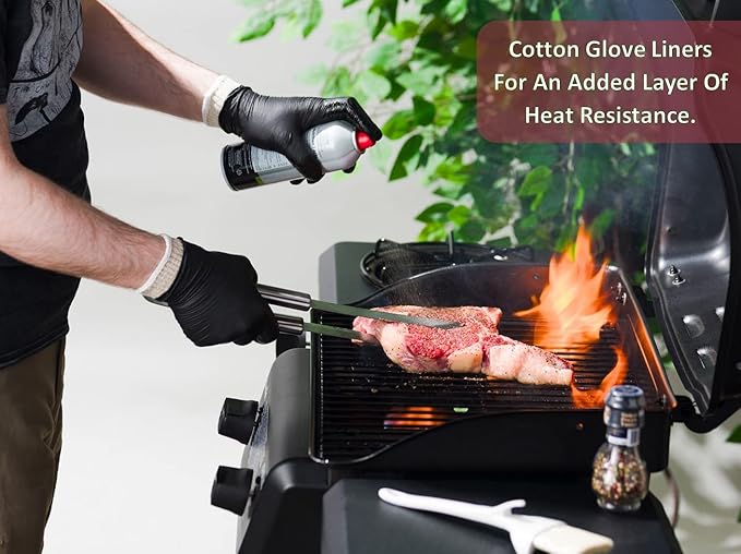 BBQ Gloves 4 Cotton Glove Liners and 100 Disposable Gloves Washable Cotton - Image 4