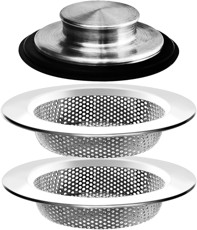 3PCS - Windran Kitchen Sink Drain Strainer and Sink Drain Stopper Set, Upgraded by Windran