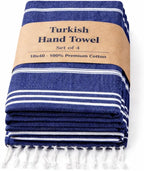 Clotho 4 Pack Navy Blue Turkish Hand Towels by Clotho