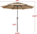 Yaheetech 3-Tier Patio Umbrella 10ft Vented Outdoor Canopy Sun Shade Large Market Table Umbrella Double-layer Cloth & Push-button Tilting for Yard/Garden/Park Tan - Image 8