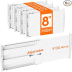 Lifewit 8" Tall 4 Pack Drawer Dividers, 35-56.5cm/13.8-22.2" Expandable Drawer by Lifewit