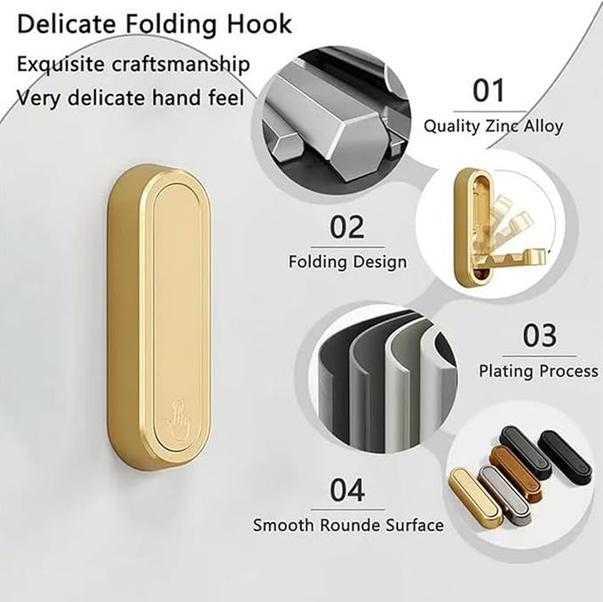 Foldable Coat Hooks, Folding Coat Hooks, Invisible Folding Single Retractable - Image 6