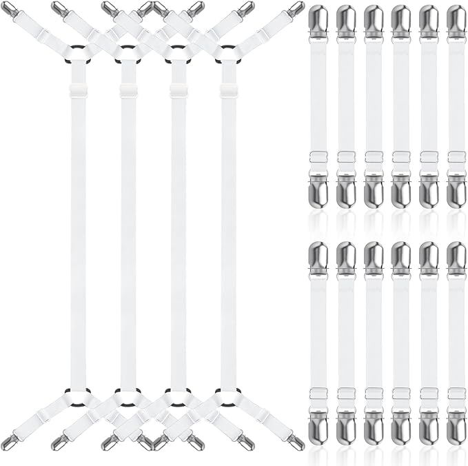 16 Pcs Bed Sheet Straps Sets-2 Style Adjustable Bed Sheet Fasteners Holders by Unknown