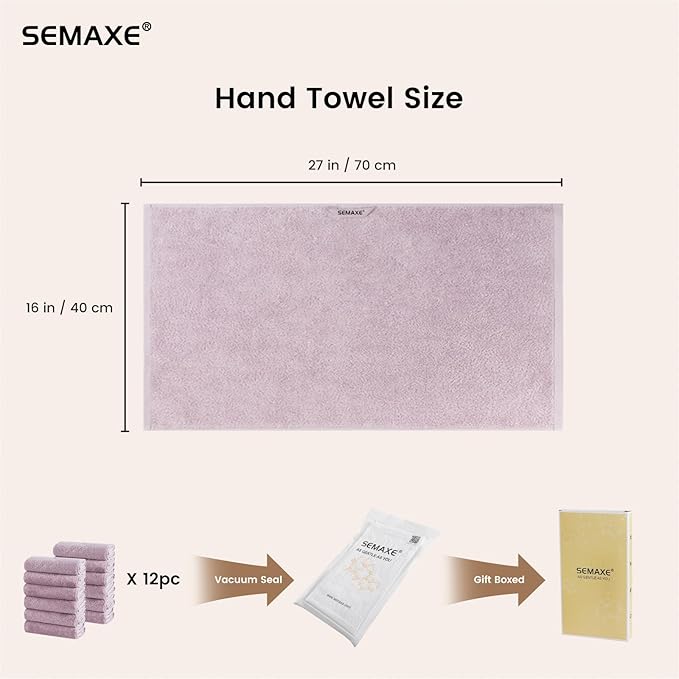 SEMAXE 12 Pack Hand Towels for Bathroom, 100% Cotton Towels - Image 2