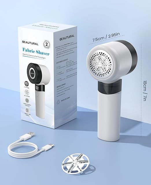 BEAUTURAL Fabric Shaver and Lint Remover, Rechargeable Electric Sweater Shaver - Image 7