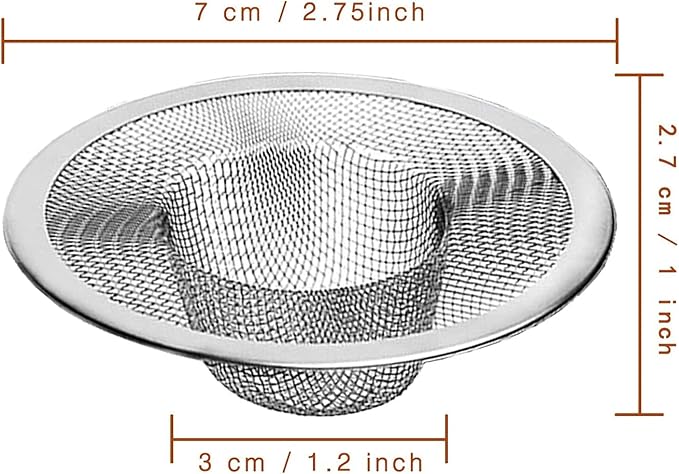 40pcs Heavy Duty Stainless Steel Slop Basket Filter Trap, 2.75" Top / 1" Mesh - Image 2