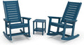 GREENVINES Outdoor Rocking Chair Set | 3-Piece | 2 Rocking Chairs with 1 Side Table | Porch Rocker | HDPE Plastic | Blue | Patio Furniture Sets | High Back | Big & Tall | Ladder Back by GreenVines