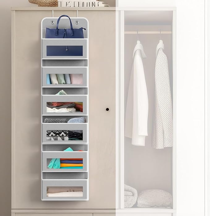Simple Houseware 6 Clear Window Pocket Over Closet Door Storage Hanging - Image 4