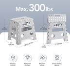 Delxo Folding Step Stool, 13 inch Non-Slip Foldable Stools for Kids & Adults Up to 300 LBS, Step Stool with Handle, Lightweight for Kitchen, Bathroom, Bedroom, Garden, Grey, 1PC - Image 2