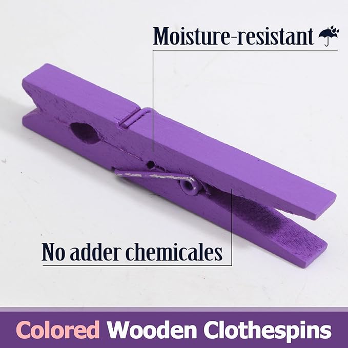 Bivethoi 2.9 Inch Clothes Pins, Strong Grip Close Pins Birchwood Clips - Image 3