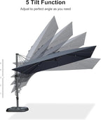 PURPLE LEAF 11.5' X 8.2' Tilting Patio Umbrella with Base Outdoor Cantilever Swivel Rectangle Umbrella Aluminum Offset Umbrella with 360-degree Rotation for Garden Deck Pool Patio Grey - Image 8