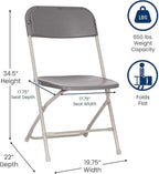 Flash Furniture Hercules Big and Tall Commercial Folding Chair - Extra Wide 650LB. Capacity - Durable Plastic - Gray, 4-Pack - Image 3