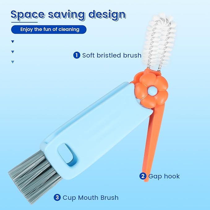 12 Pack 3 in 1 Cup Lid Cleaning Brush, 180° Rotatable Bottle Brush Gap Cleaner - Image 4