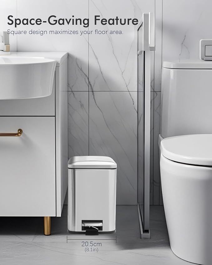Bathroom Trash Can with Lid, 6 Liter / 1.6 Gallon Small Trash Can with - Image 4