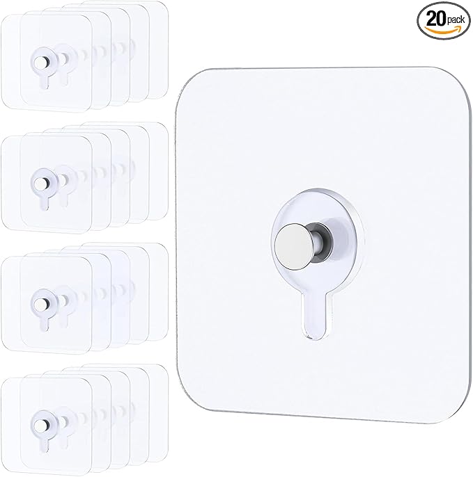 Uniclife 20 Pcs Self Adhesive Picture Hooks 40 lbs Load No Drill Screw Stickers by UnicLife