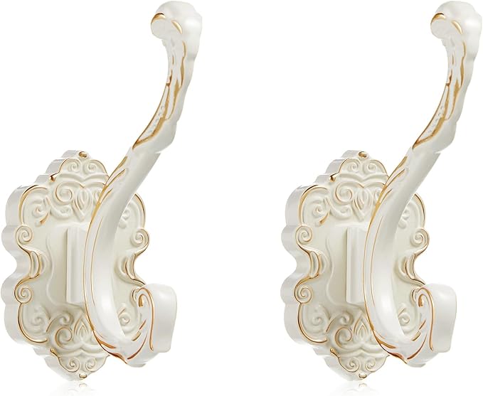 Zonon 2 Pcs White Vintage Coat Hooks Decorative Towel Hooks by Zonon