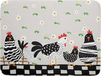 Black Rooster Dish Drying Mat for Countertop 18x24 Inches Buffalo Plaid by Giwawa