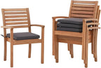 OC Orange-Casual Stackable Patio Dining Chairs Set of 4, Outdoor Acacia Wooden Chairs w/Armrest & Removeable Fabric Cushion, for Porch, Backyard, Garden, Indoor, Dark Grey by OCOrange-Casual