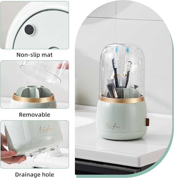 Toothbrush Holders for Bathrooms, Rotating 7 Slots Electric Toothbrush Holders - Image 3