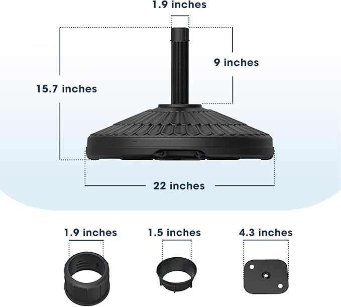 wikiwiki 80 Lbs HDPE Round Patio Umbrella Base, Weighted Umbrella Stands Fits 1.5-1.9in Poles for Garden, Lawn, Deck, Backyard & Pool, Black - Image 2