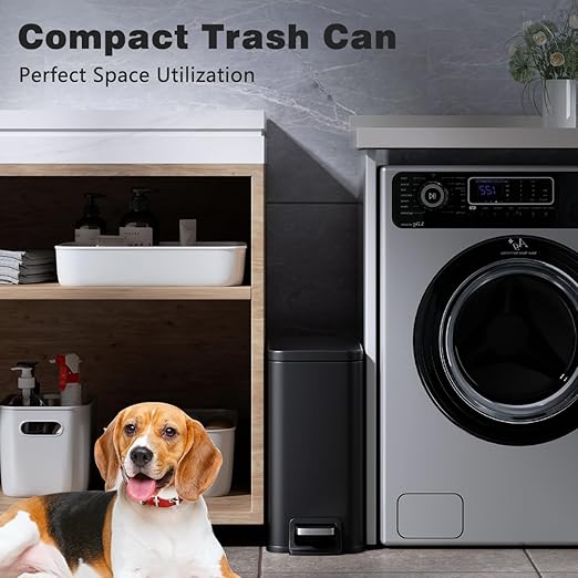 Bathroom Trash Can with Lid Slim 1.6 Gallon Stainless Steel Garbage Can with - Image 3