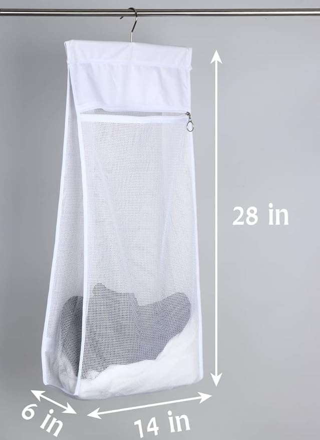 Jelier Hanging Mesh Laundry Basket, Collapsible Fabric Laundry Hamper - Image 2